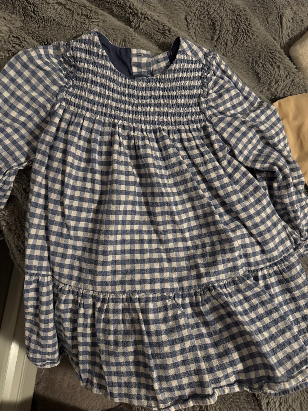 Zara Blue and White Gingham Smocked Dress